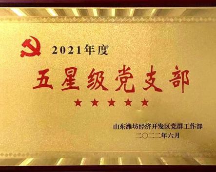 喜訊！華全集團(tuán)黨支部被評(píng)為濰坊經(jīng)濟(jì)開發(fā)區(qū)五星級(jí)黨支部